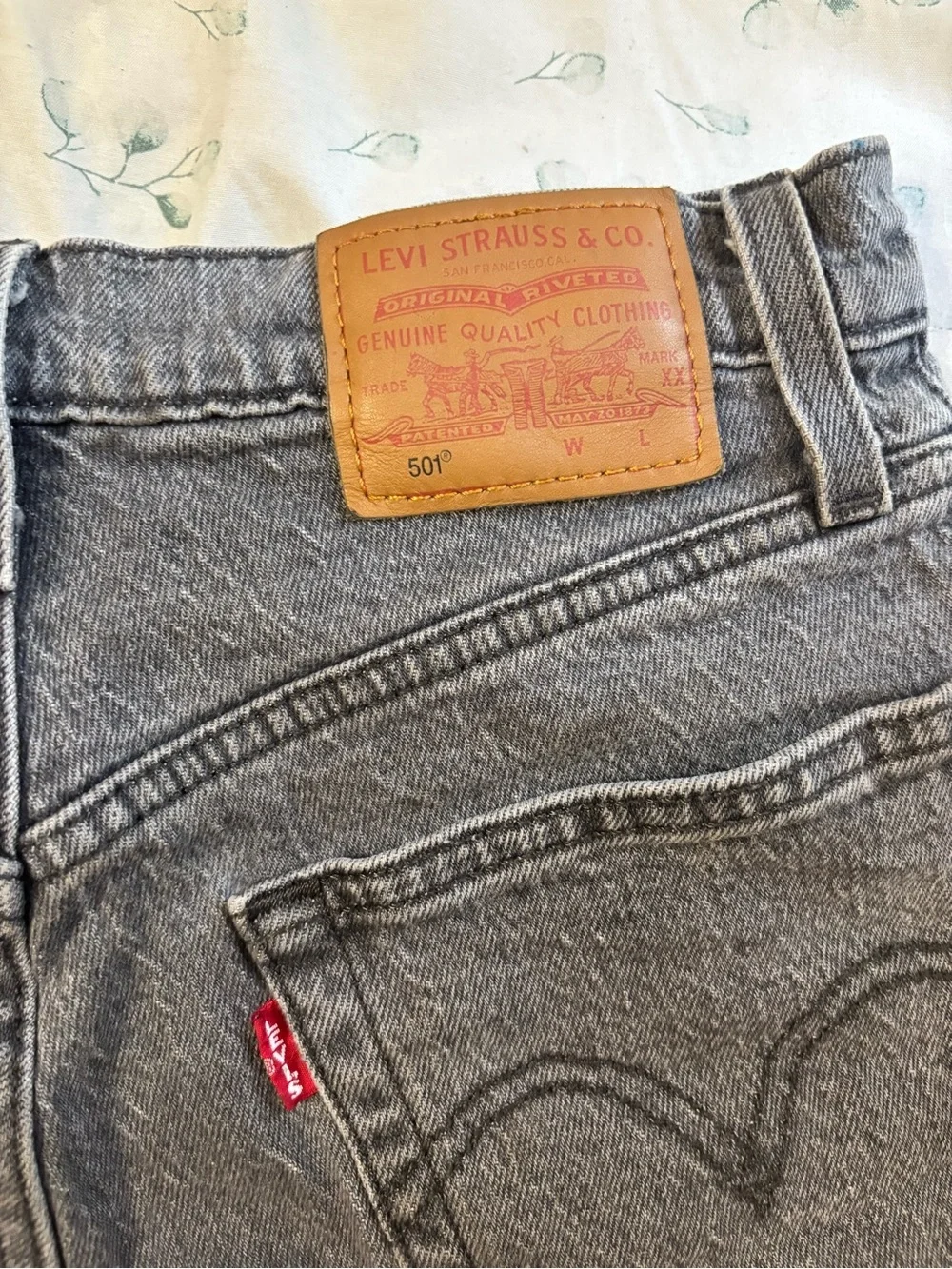 Levi's Blackened Gray Distressed Denim Shorts
